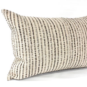 Lumbar Pillow Cover 14X26 Natural Beige Textured Stripe Upholstery Fabric Decorative Pillow Oblong Throw Pillow Cushion Cover Neutral Decor