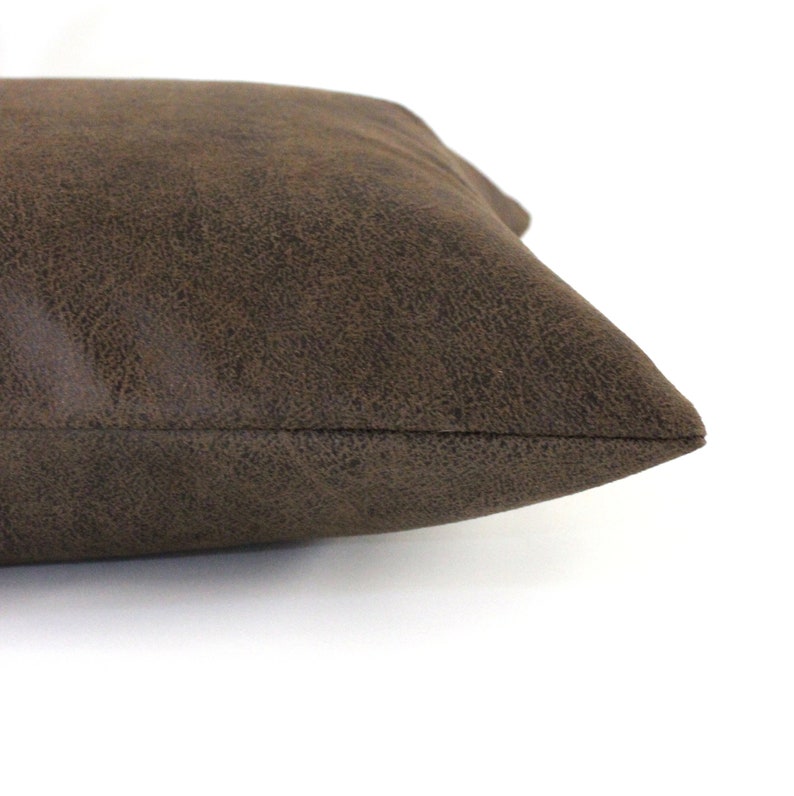 Lumbar Pillow Cover Brown Faux Leather Upholstery Fabric Etsy