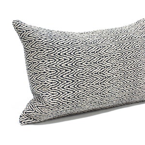 Navy Blue Off White Woven 12x18 Lumbar Pillow Cover Upholstery Fabric Decorative Pillow Oblong Throw Pillow Cushion Cover