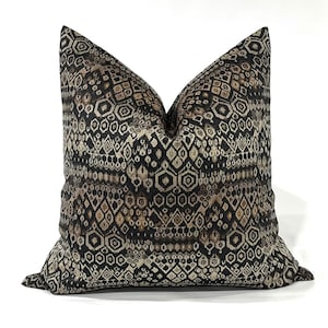 Black Brown and Tan Southwest Lumbar Pillow Cover Decorative Upholstery Fabric Throw Pillow Cushion Cover