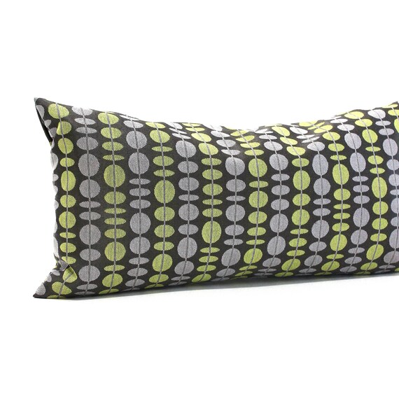 Lumbar Pillow Cover Grey Green Mod Stripe Upholstery Fabric Etsy