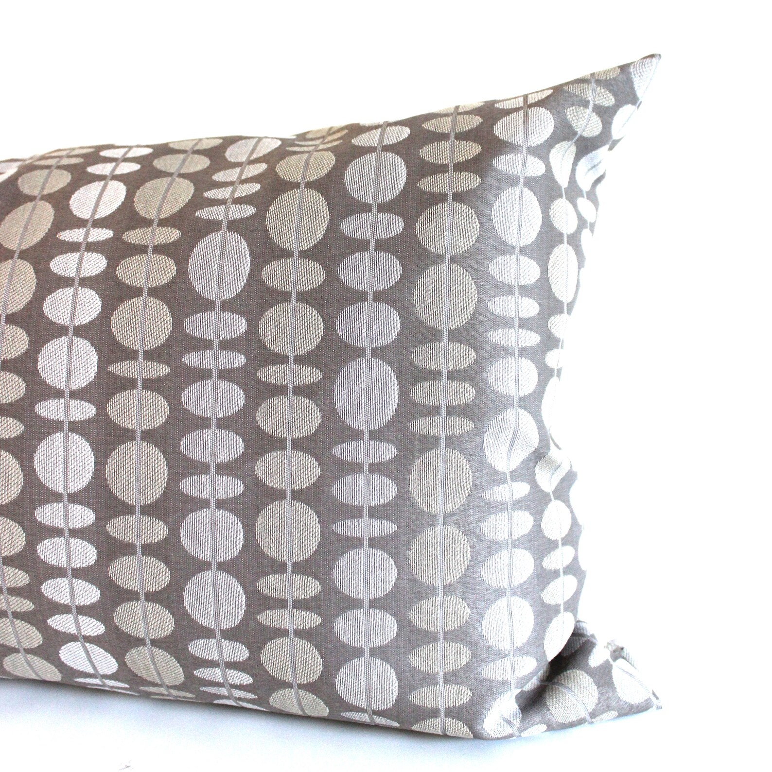 Lumbar Pillow Cover Grey Taupe Striped Upholstery Fabric Etsy