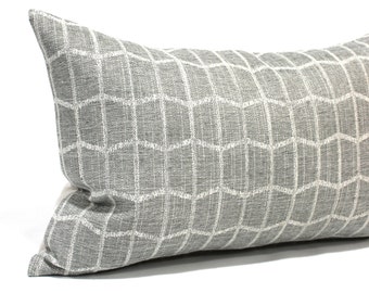 Lumbar Pillow Cover Light Grey Geometric Pattern Upholstery Fabric Decorative Pillow Oblong Throw Pillow Cushion Cover Neutral Decor