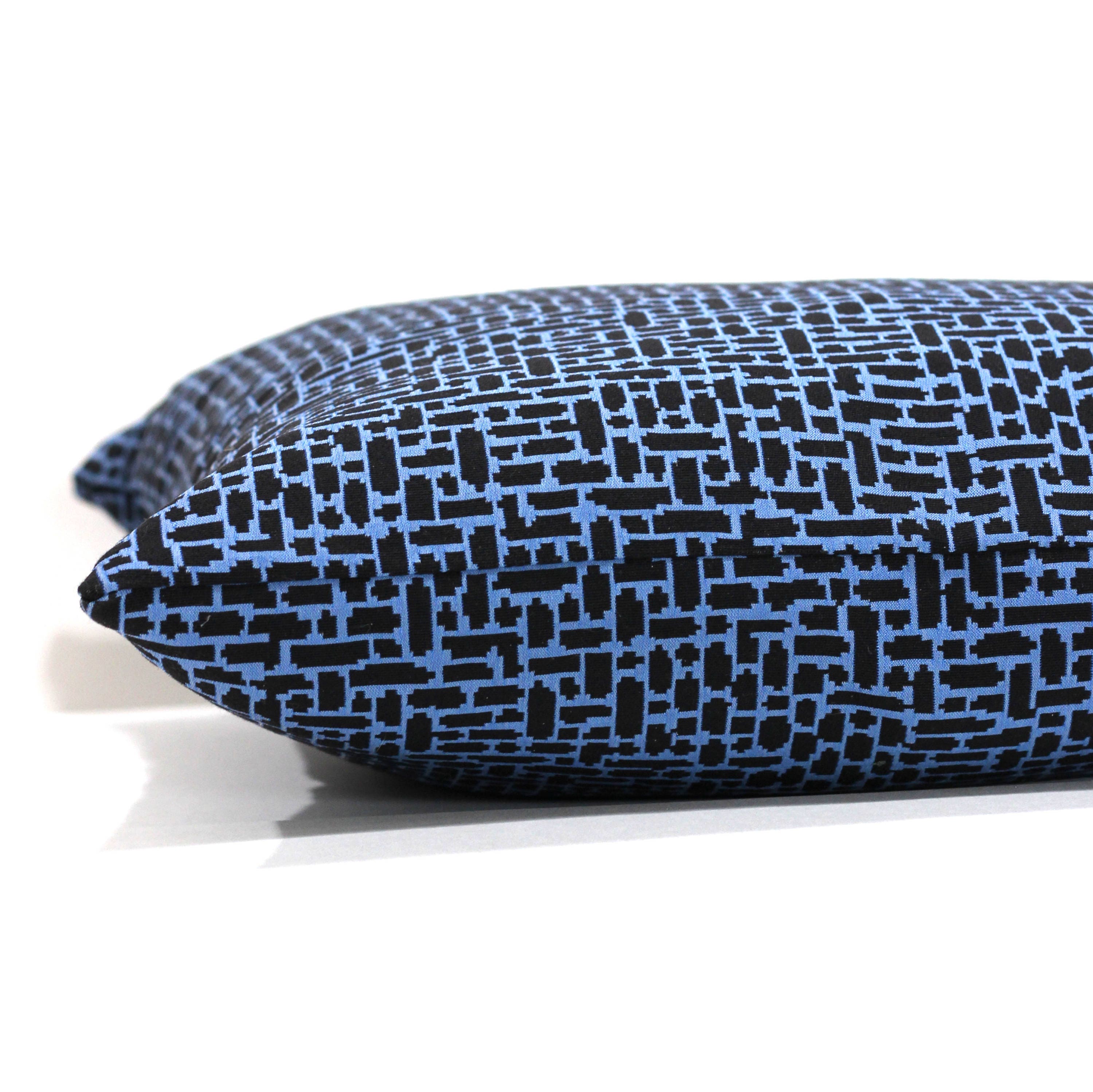 Blue Throw Pillow Cover Black Blue Geometric Upholstery Lumbar Etsy Singapore