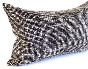 Lumbar Pillow Cover Black and Off White Modern Tweed Upholstery Decorative Pillow Oblong Throw Pillow Cushion Cover