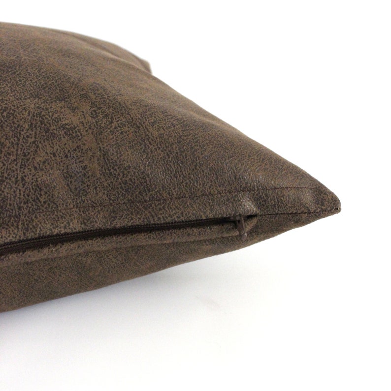Lumbar Pillow Cover Brown Faux Leather Upholstery Fabric Etsy
