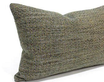 Lumbar Pillow Cover 18x30 Blue Green Gold Tweed Accent Pillow Upholstery Double Sided Decorative Pillow Oblong Throw Pillow Cushion Cover