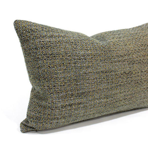 Lumbar Pillow Cover 18x30 Blue Green Gold Tweed Accent Pillow Upholstery Double Sided Decorative Pillow Oblong Throw Pillow Cushion Cover