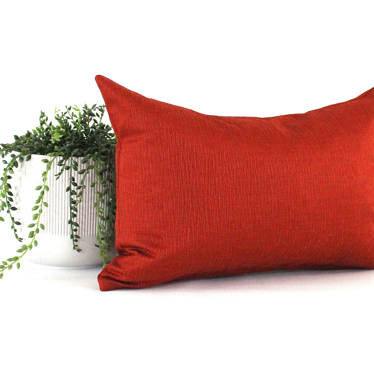 Lumbar Pillow Cover 12X18 14x26 Brick Red Solid Textured Etsy