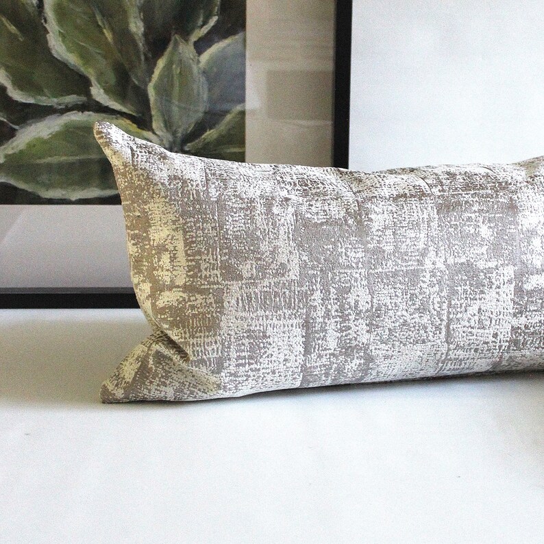 Lumbar Pillow Cover Silver Grey Modern Contemporary Upholstery Etsy