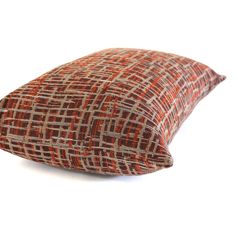 Lumbar Pillow Cover Rust Crosshatch Upholstery Fabric Etsy