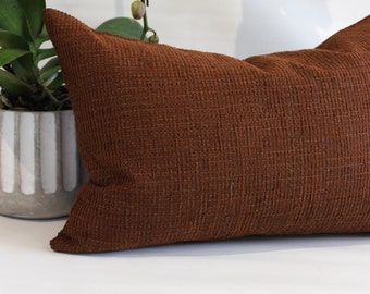Lumbar Pillow Rust Chenille Upholstery Fabric Decorative Oblong Throw Pillow Cushion Cover