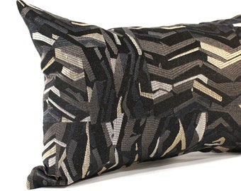 Lumbar Pillow Cover Black Grey Abstract Modern Upholstery Fabric Decorative Pillow Oblong Throw Pillow Cushion Cover Contemporary Furnishing