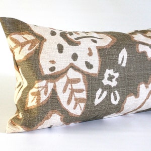 Lumbar Pillow Cover Burlap Beige Floral Decorator Fabric Decorative Oblong Throw Pillow Cushion Cover