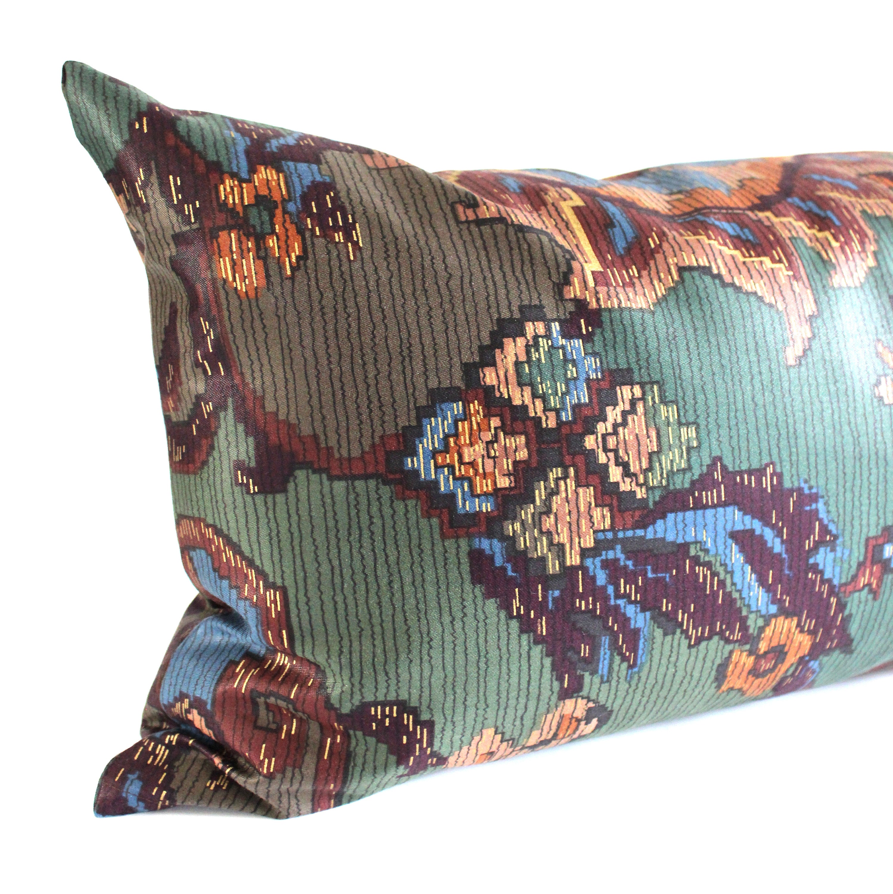 Lumbar Pillow Cover Bohemian Chic Jewel Tone Blue Green Etsy