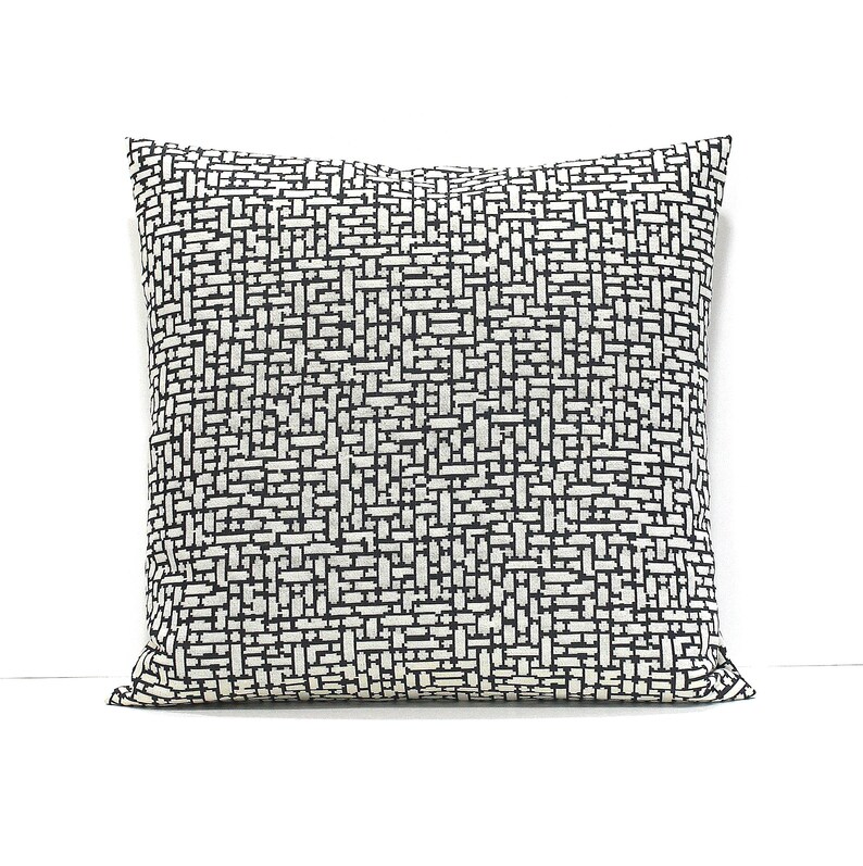 Grey Ivory Pillow Cover Geometric Upholstery Lumbar Throw Etsy