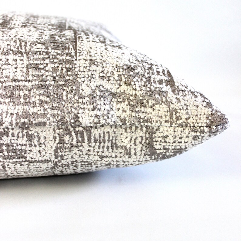 Lumbar Pillow Cover Silver Grey Modern Contemporary Upholstery Etsy