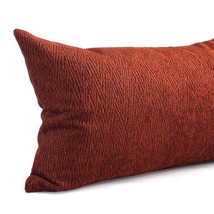 Housse de coussin lombaire Rembourrage en chenille rouille Housse de coussin décoratif oblongue