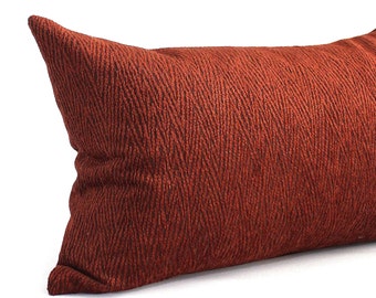Lumbar Pillow Cover Rust Chenille Upholstery Throw Pillow Cover Oblong Decorative Pillow