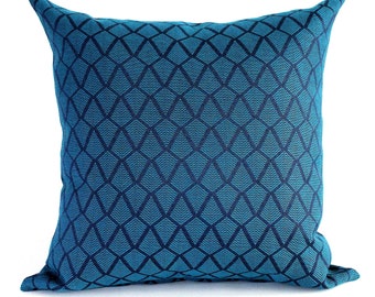 Lumbar Pillow Cover Peacock Blue Geometric Upholstery Fabric Decorative Oblong Throw Pillow Cushion Cover