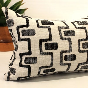 Lumbar Pillow Cover Black White Geometric Stripe Upholstery Decorative Oblong Throw Pillow Cushion Cover