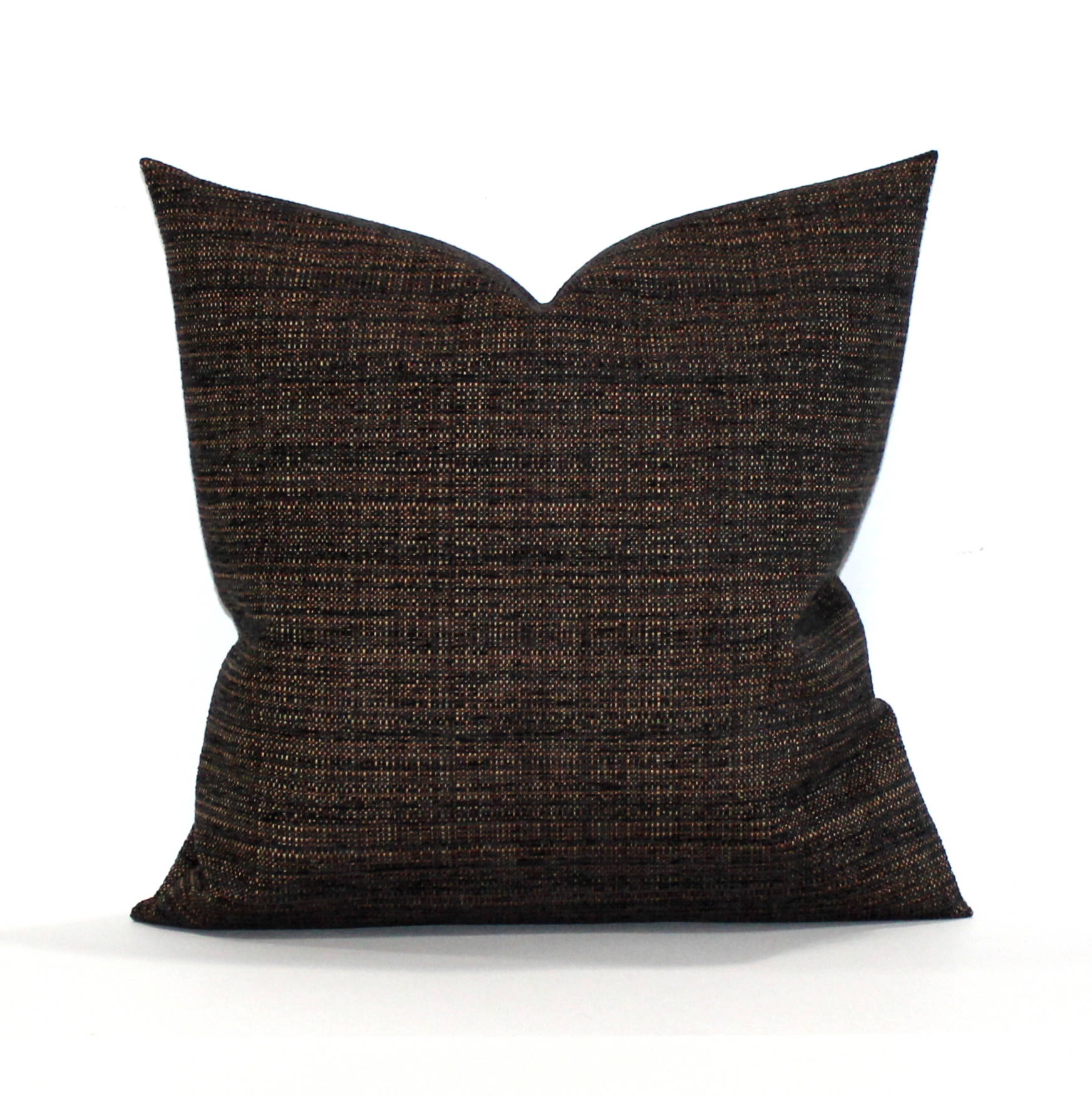 Black Pillow Cover Black Brown Tweed Woven Upholstery Fabric Etsy