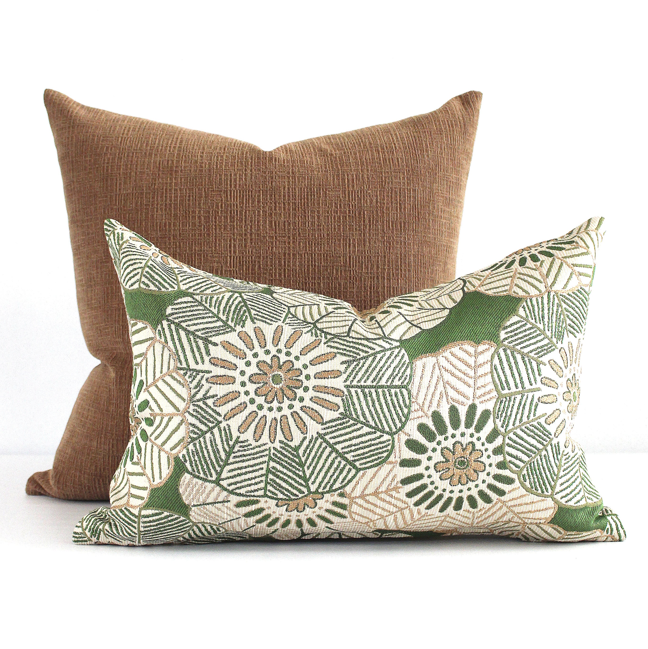 Kelly Green Pillow Cover Floral Upholstery Spring Decor Etsy