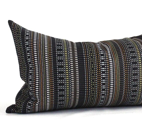 Lumbar Pillow Cover Black Rust Green Stripe Upholstery Fabric Decorative Pillow Oblong Throw Pillow Cushion Cover Etsy