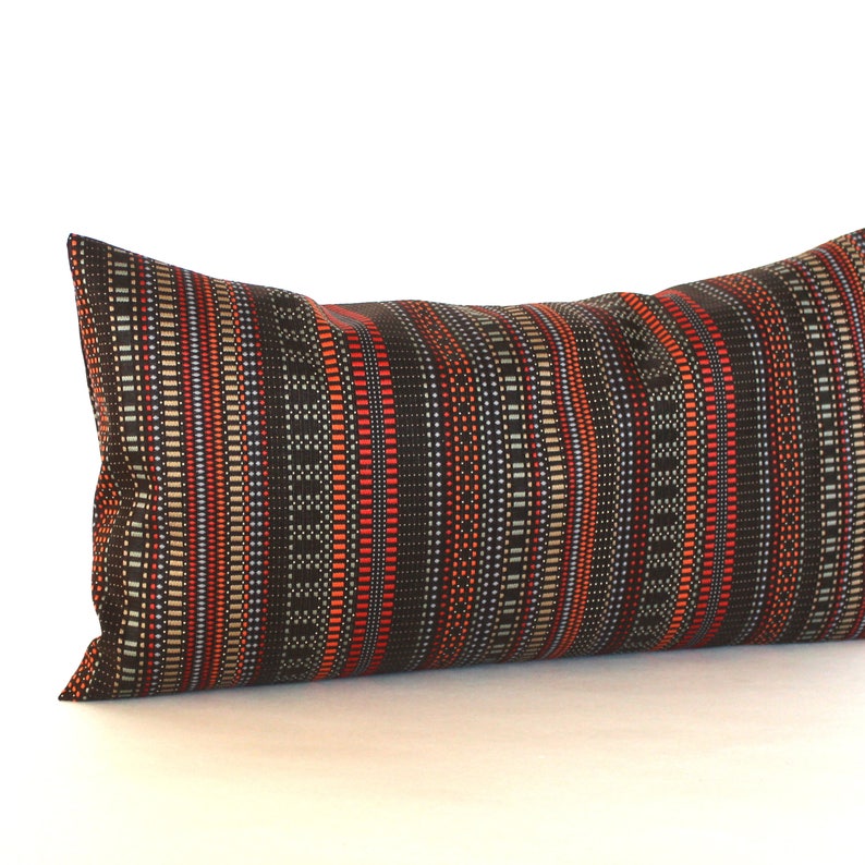 Lumbar Pillow Cover Rust Brown Throw Pillow Covers Stripe Upholstery Fabric Oblong Decorative Pillow 14x26 12x24 12x21 12x18 12x16 10x20