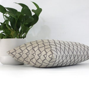 Lumbar Pillow Cover Grey Modern Geometric Upholstery Fabric Decorative ...