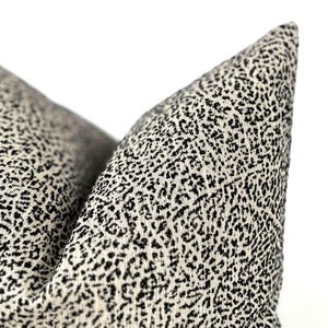 Black and Ivory Speckled Throw Pillow Cover 18x18 Woven Upholstery Fabric Decorative Cushion Cover Neutral Decor