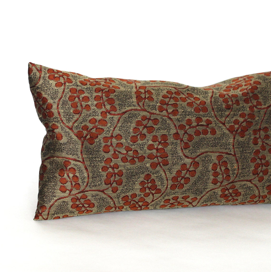 Lumbar Pillow Cover 14X26 Rust Bronze Botanical Blossom Vines Etsy