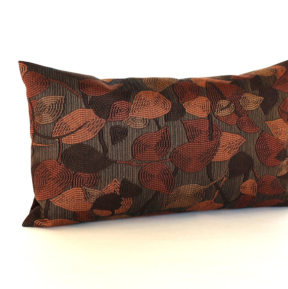 Lumbar Pillow Cover Rust Pillow Copper Leather 14x26 Throw Pillow by