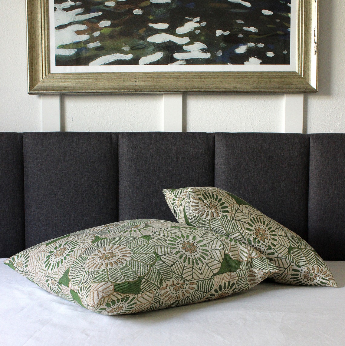 Kelly Green Pillow Cover Floral Upholstery Spring Decor Etsy