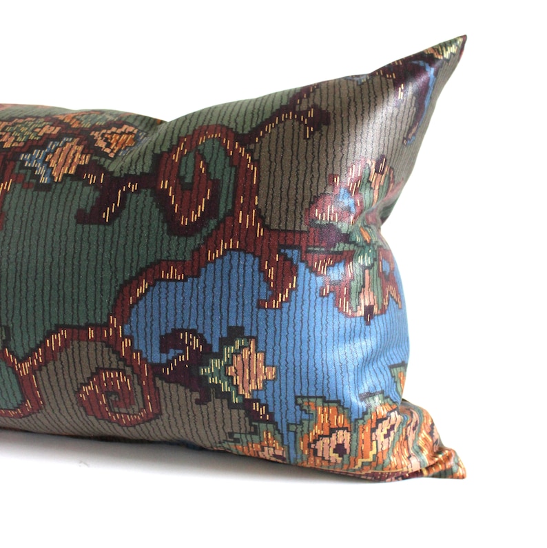 Lumbar Pillow Cover Bohemian Chic Jewel Tone Blue Green Etsy Australia