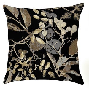 Black Beige Modern Flower Leaf Throw Pillow Cover Upholstery Fabric Decorative Pillow Oblong Lumbar Pillow Cushion Cover