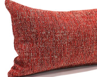 Lumbar Pillow Cover Berry Red Tweed Upholstery Fabric Decorative Oblong Throw Pillow Cover Modern Home Furnishings