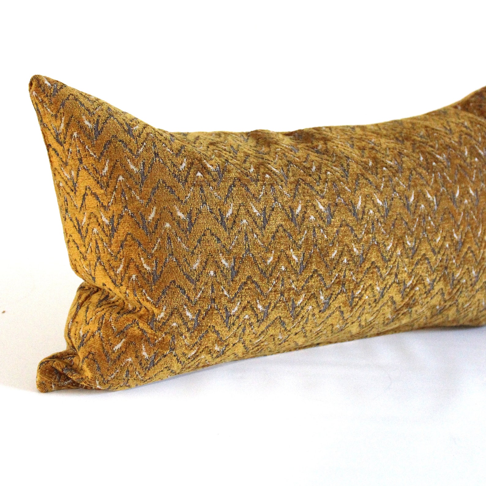 Lumbar Pillow Cover Gold Chenille Chevron Chenille Upholstery Etsy