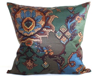 Lumbar Pillow Cover Bohemian Chic Jewel Tone Blue Green Brown Decorative Oblong Throw Pillow Double Sided Zippered Pillowcase Cover