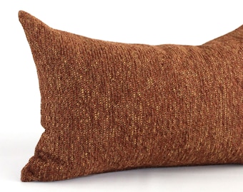 Lumbar Pillow Cover Rust Gold Chenille Upholstery Fabric Fall Decor Decorative Pillow Oblong Throw Pillow Cushion Cover