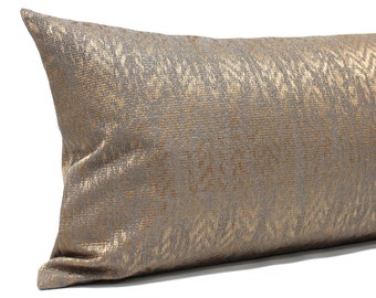 Lumbar Pillow Cover Lustrous Gold and Beige Upholstery Fabric Decorative Pillow Oblong Throw Pillow Cushion Cover Neutral Decor