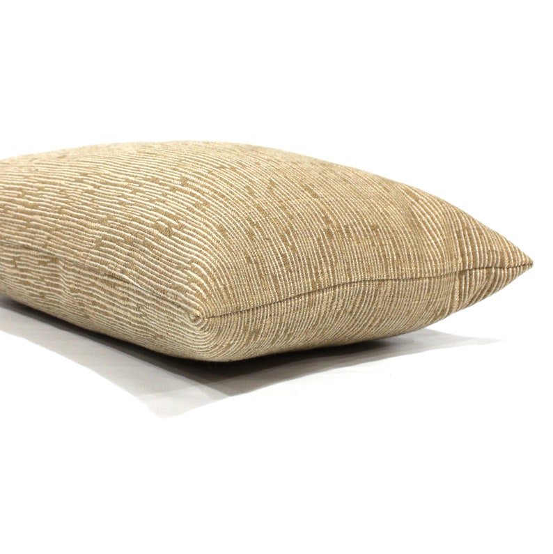 Housse de coussin lombaire blé Beige Mini tissu d'ameublement rayé oreiller décoratif de lit canapé rectangulaire taie d'oreiller décor neutre image 5