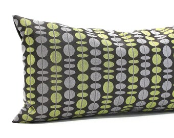 Lumbar Pillow Cover Grey Green Mod Stripe Upholstery Fabric Decorative Pillow Oblong Throw Pillow Cushion Cover