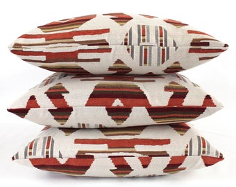 Southwest Rust Chenille Throw Pillow Cover 18x18 Decorative Upholstery Fabric Pillowcase