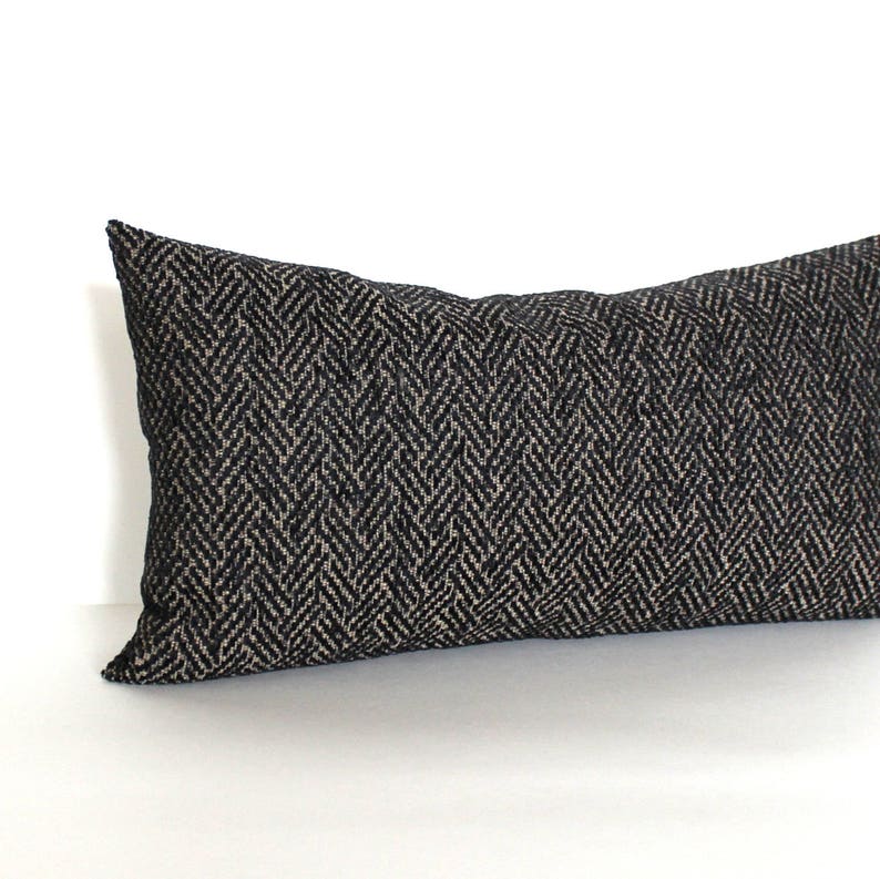 Lumbar Pillow Cover 8X16 Petite Lumbar Black Pillow Cover Etsy
