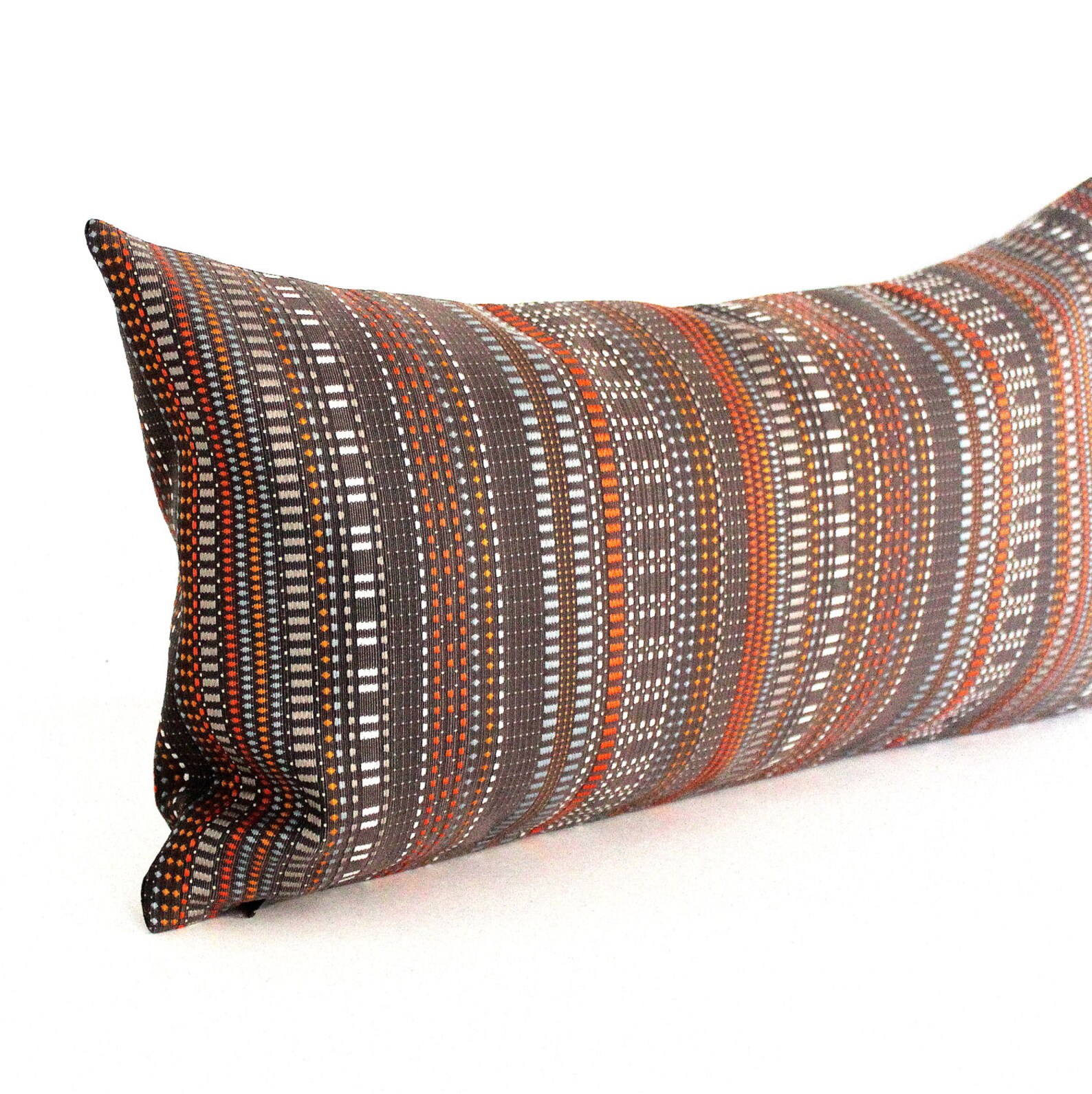 Orange Grey Brown Throw Pillow Cover Modern Stripe Upholstery Etsy