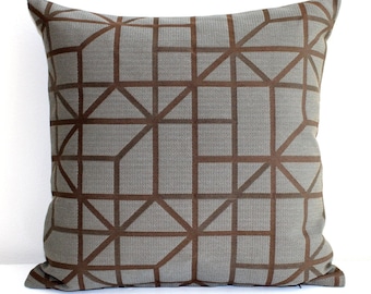 22x22 Blue Brown Geometric Upholstery Fabric Decorative Throw Pillow Cushion Cover