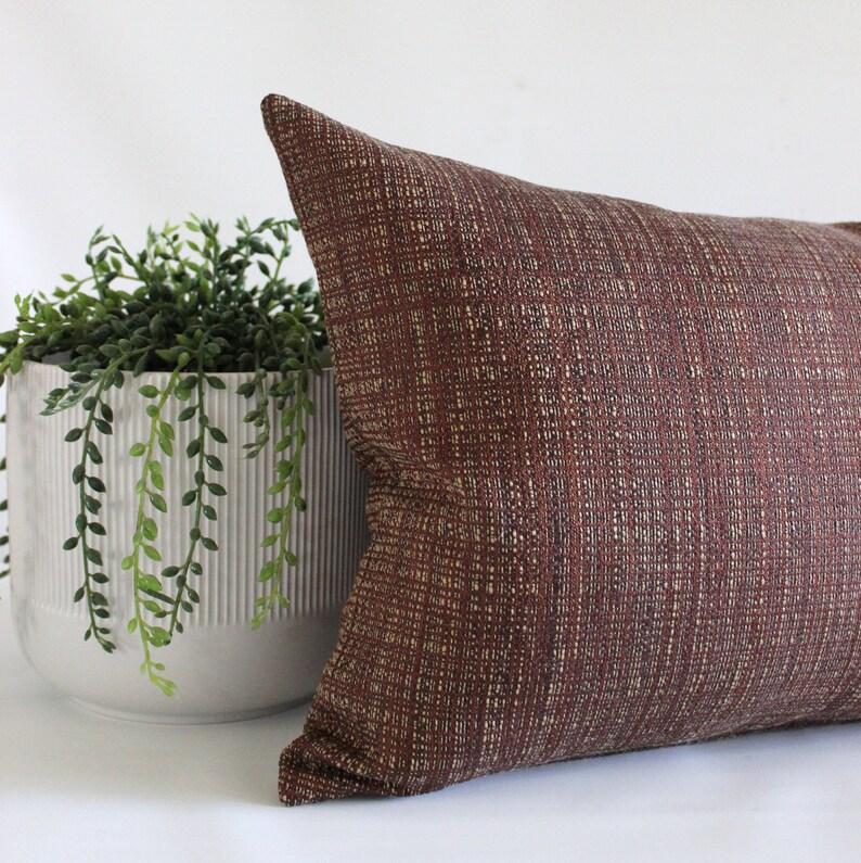 Lumbar Pillow Cover Brown Throw Pillow Cover Copper Tweed Etsy