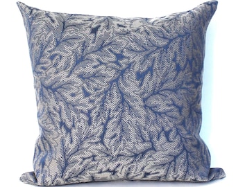 Lumbar Pillow Cover Blue Grey Leaf Upholstery Fabric Decorative Pillow Oblong Throw Pillow Cushion Cover