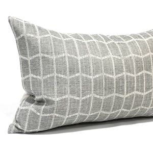 Light Grey Lumbar Pillow Cover Geometric Pattern Upholstery Fabric Decorative Pillow Oblong Throw Pillow Cushion Cover Neutral Decor